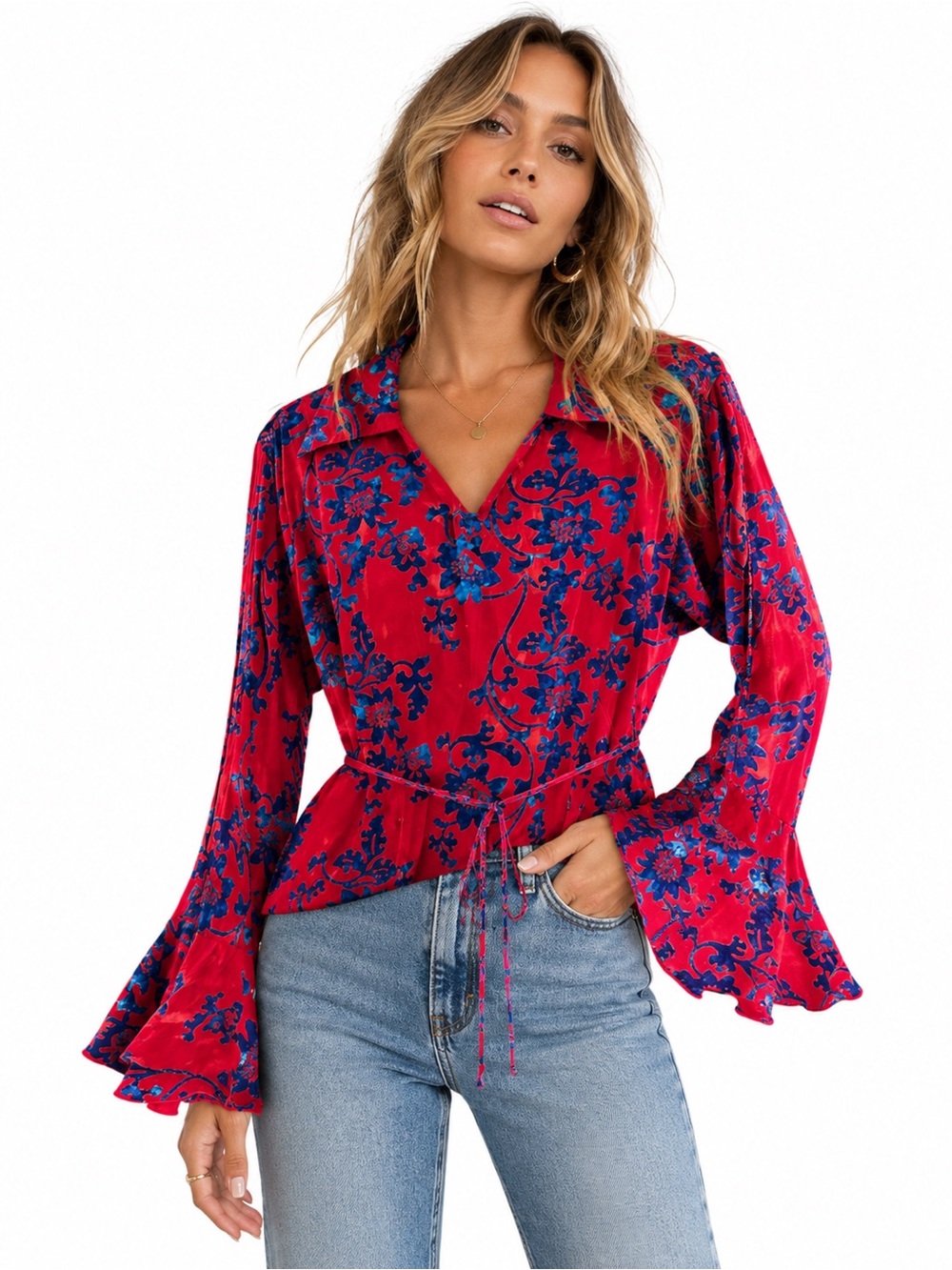 (1990’s) Temptation Boho Floral Rayon Blouse - PTP 21
